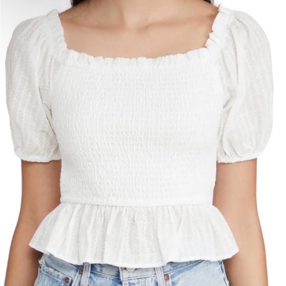 Smocked Top White shirted elastic Smocked size medium NWT